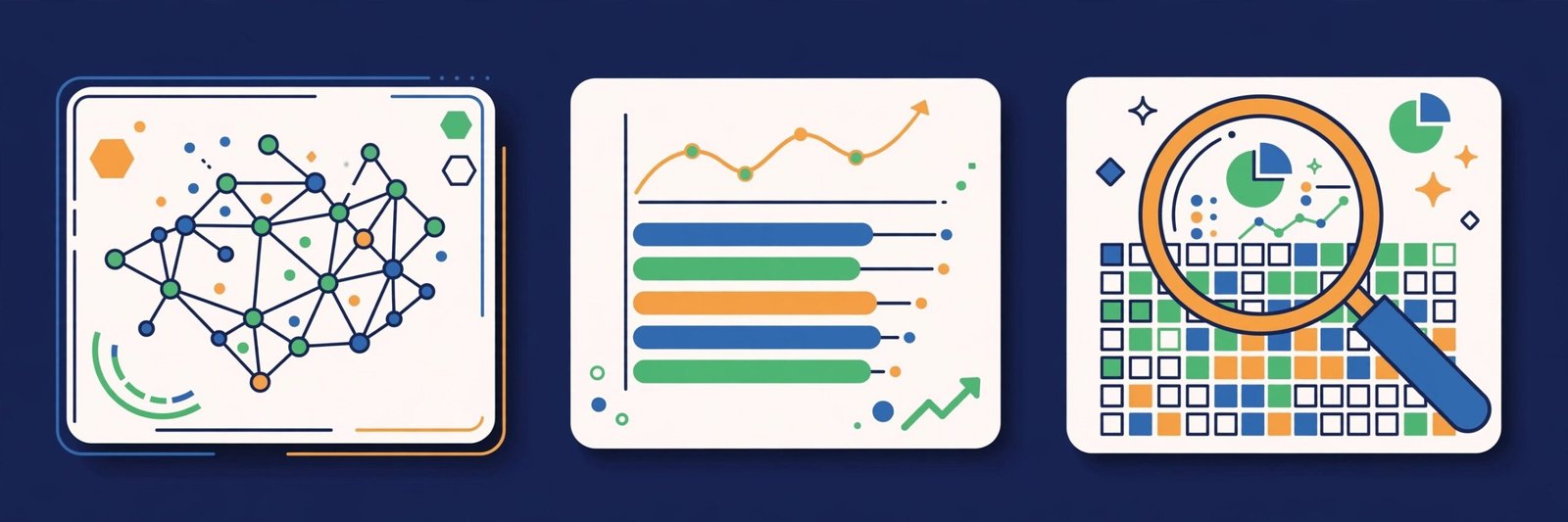 Ahrefs vs SpyFu vs Semrush: illustration of three SEO dashboards with charts, backlink graphs, and keyword data being compared side by side