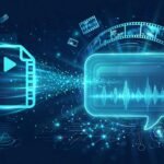 Can you upload videos to ChatGPT: a video file being uploaded into a chat interface with an AI analyzing film frames and a waveform