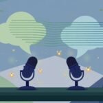 Otter AI vs Fireflies: two conference microphones with speech bubbles turning into transcription documents