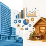 HubSpot vs RecurPost: a large all-in-one marketing platform dashboard contrasted with a small focused social media scheduling tool