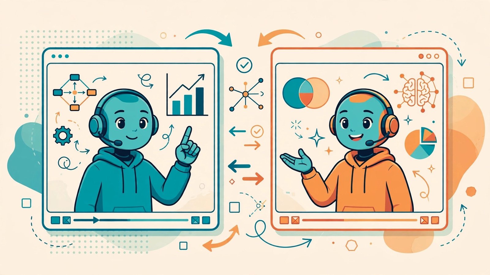 Two AI avatar presenters in video frames for the AI avatar tools for explainer videos comparison
