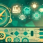 Best AI automation agency niches: compass pointing to industry icons for choosing profitable agency niches