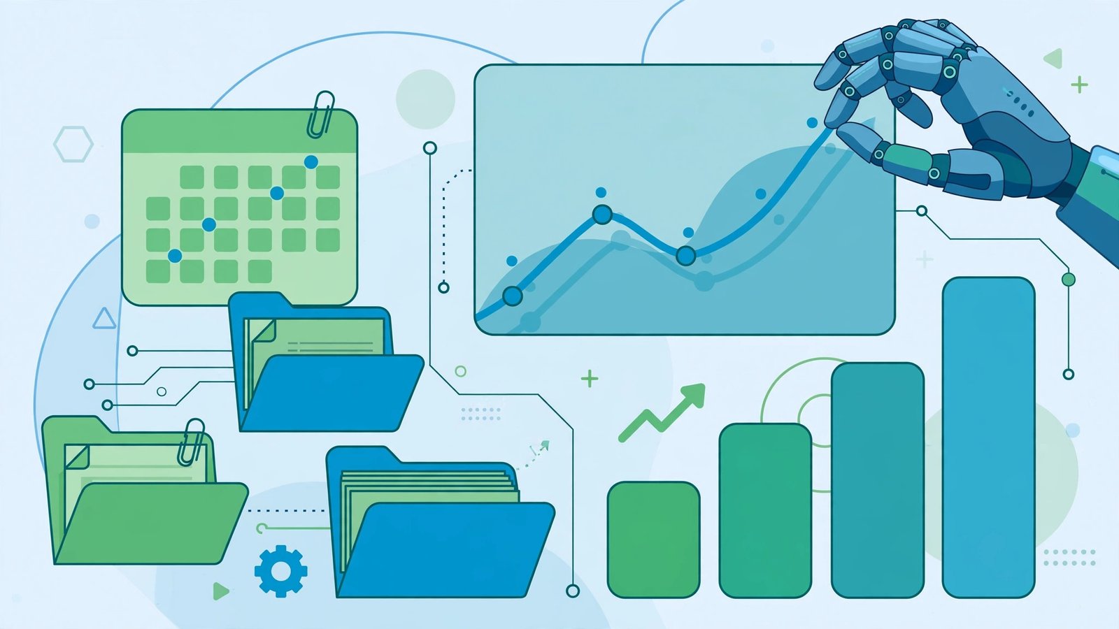 Financial charts with a calendar and tax document icons