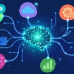 Best AI mind mapping tools 2026: a glowing AI brain node with luminous branches spreading into colorful connected idea bubbles