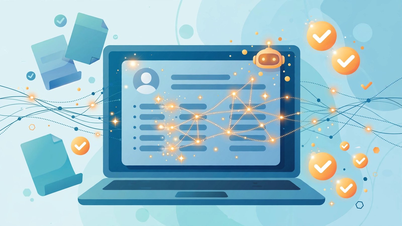 Best AI resume builder 2026: AI-powered resume builder creating a professional resume on a laptop screen with glowing AI enhancements
